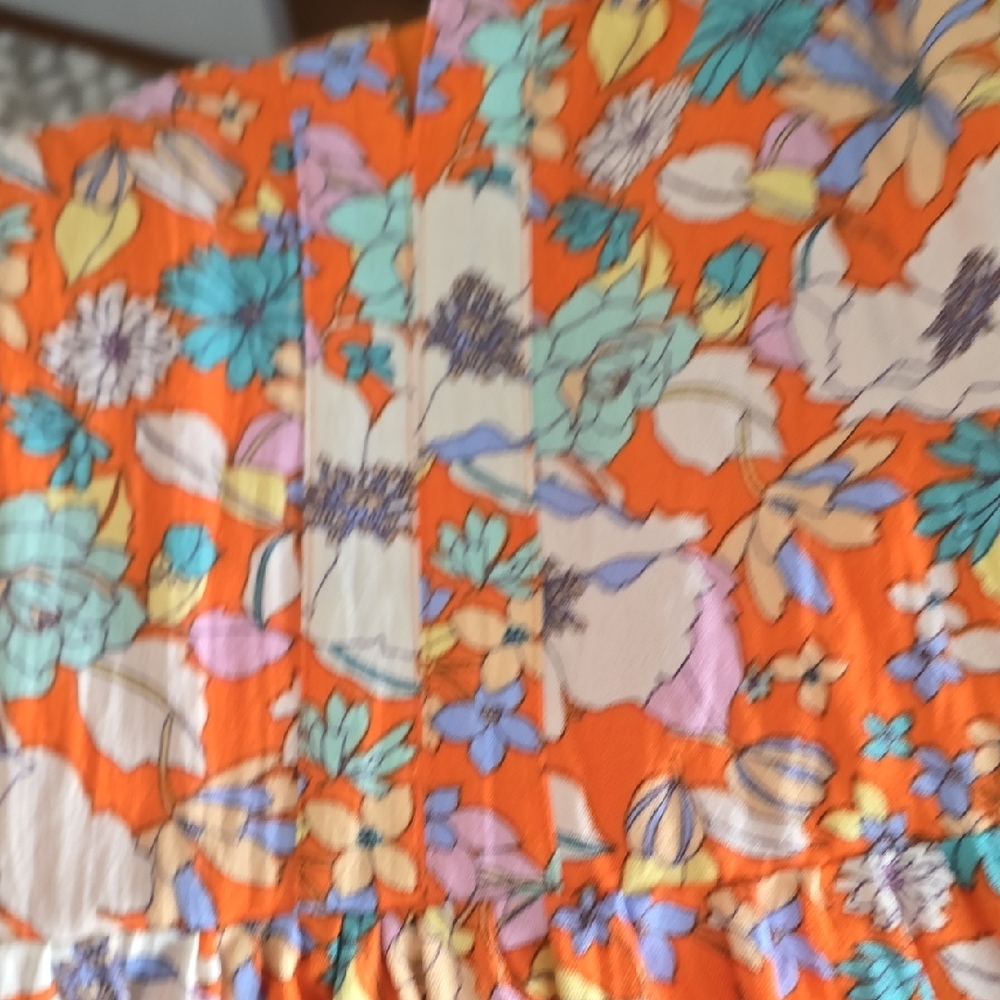 Karlie Orange and White Pleated Sundress - Picture 5 of 5